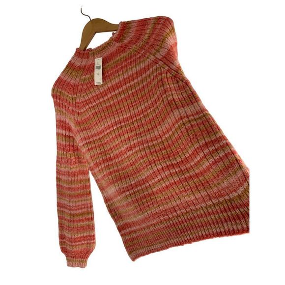 t. la Anthro Drea Raglan Stripe Space Dye Sweater Top Pullover Medium 6345 NWT - Picture 10 of 15